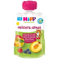 پوره ساندیسی ارگانیک سیب٬ هلو٬ تمشک و بلوبری هیپ (Hipp)