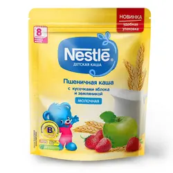 سرلاک گندم ٬ سیب و توت فرنگی با شیر نستله Nestle روسی