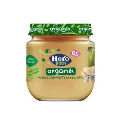 پوره میوه ارگانیک موز، گلابی و جو دوسر هرو بیبی Hero Baby