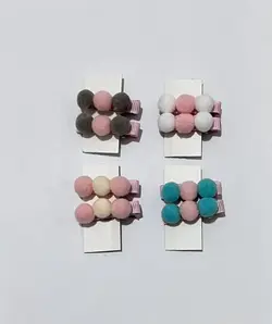 گلسر دخترانه رنگی طرح پوم پوم ۲ عددی