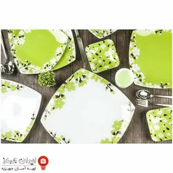 ظروف شیشه ای 25 پارچه کویین طرح آتنا سبز کد 794