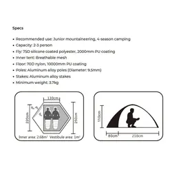چادر چهار فصل 2 به 3 نفری کایلاس Kailas مدل G2 KT120006