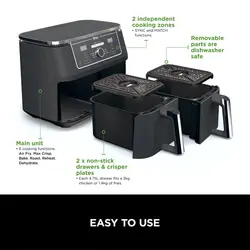 سرخ کن دوقلو بدون روغن نینجا مدلAF400