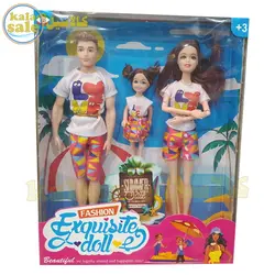 عروسک باربی خانواده مفصلی شامل زن، مرد و دختر بچه Barbei 1052