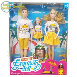 عروسک باربی خانواده مفصلی شامل زن، مرد و دختر بچه Barbei 1052