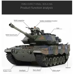 تانک کنترلی حرفه ای با قابلیت شلیک تیر Tank Wars King Leopard 2 789-4