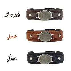 دستبند چرم و سنگ طبیعی یشم با حکاکی سوره کوثر کد 205