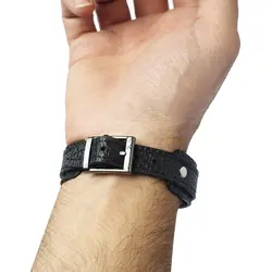 دستبند چرم و سنگ طبیعی یشم با حکاکی سوره کوثر کد 205