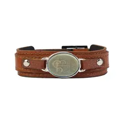 دستبند چرم و سنگ طبیعی یشم با حکاکی دعای عین علی کد 201