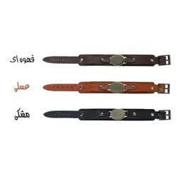 دستبند چرم و سنگ طبیعی یشم با حکاکی دعای عین علی کد 201