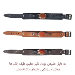دستبند چرم و عقیق سرخ کد 101