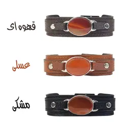 دستبند چرم و عقیق سرخ کد 101
