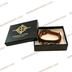 دستبند چرم طرح پلاک بینهایت