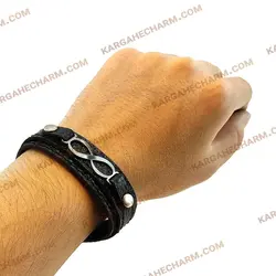 دستبند چرم طرح پلاک بینهایت