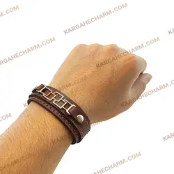 دستبند چرم طرح پلاک باداب سورت