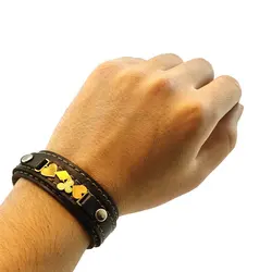 دستبند چرم طرح پلاک دل و گشنیز