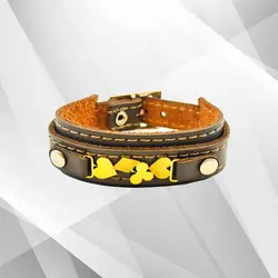 دستبند چرم طرح پلاک دل و گشنیز