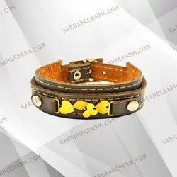 دستبند چرم طرح پلاک دل و گشنیز