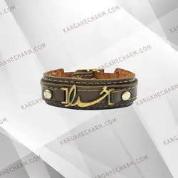 دستبند چرم طرح پلاک خدا