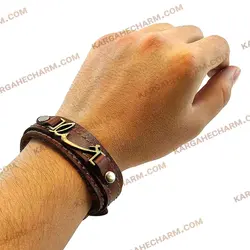 دستبند چرم طرح پلاک خدا