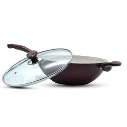 تابه وک دو دسته درب شیشه ای 28