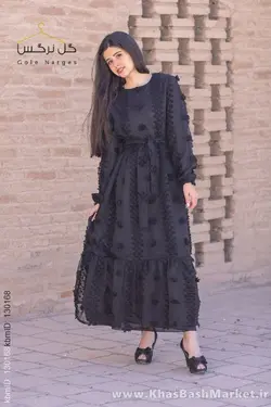 پیراهن ماکسی پرنسس مشکی کد 45044