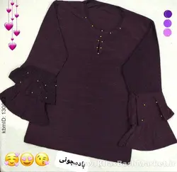 بلوز یقه اشکی آستین شیپوری سایز بزرگ کد 6261