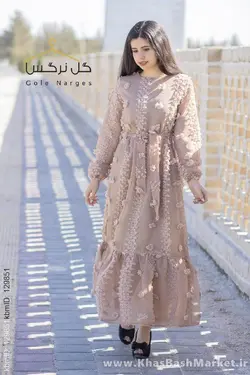 پیراهن ماکسی پرنسس نسکافه ای کد 45042