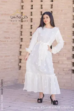 پیراهن ماکسی پرنسس سفید کد 45045