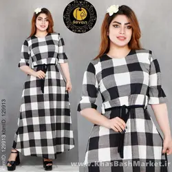 پیراهن زنانه ساحلی زنانه چهار خونه کد 49424