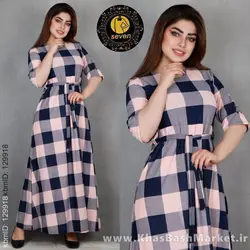 پیراهن زنانه ساحلی زنانه چهار خونه کد 49424