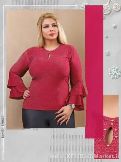 بلوز یقه اشکی آستین شیپوری سایز بزرگ کد 6261