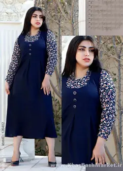 تونیک دوتیکه گل ریز دکمه نما کد 6266