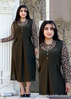 تونیک دوتیکه گل ریز دکمه نما کد 6266