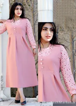 تونیک دوتیکه گل ریز دکمه نما کد 6266