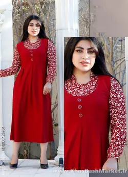 تونیک دوتیکه گل ریز دکمه نما کد 6266