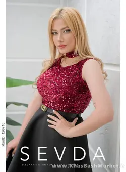 لباس مجلسی زنانه پانیا زرشکی کد 44134