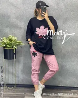 ست تیشرت شلوارک زنانه برگی کد 37512