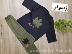 ست تیشرت شلوارک زنانه برگی کد 37512