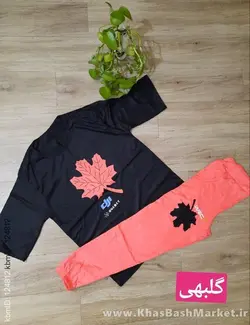 ست تیشرت شلوارک زنانه برگی کد 37512
