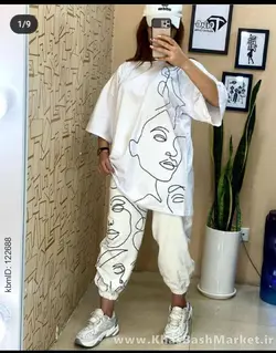 تیشرت شلوار زنانه ست رخ در رخ کد 45987