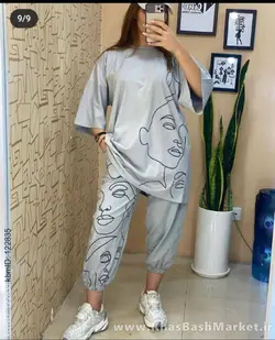 تیشرت شلوار زنانه ست رخ در رخ کد 45987
