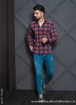 پیراهن چهارخونه مردانه قرمز مدل Faraz