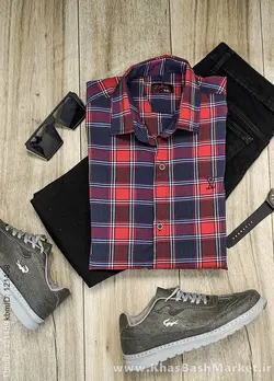 پیراهن چهارخونه مردانه قرمز مدل Faraz