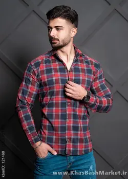 پیراهن چهارخونه مردانه قرمز مدل Faraz