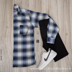 پیراهن مردانه چهارخونه سفید آبی مدل tones