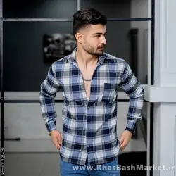 پیراهن مردانه چهارخونه سفید آبی مدل tones