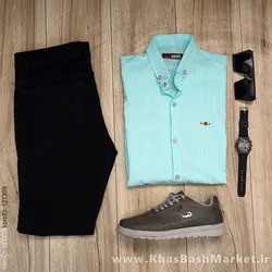 پیراهن مردانه آبی مدلFarzin