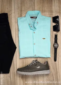 پیراهن مردانه آبی مدلFarzin