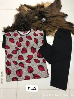 شومیز شلوارک طرح برگ کد 5324